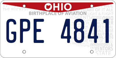 OH license plate GPE4841