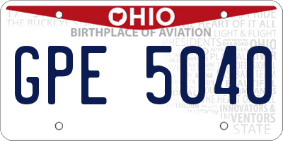 OH license plate GPE5040