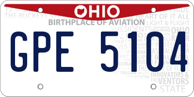 OH license plate GPE5104
