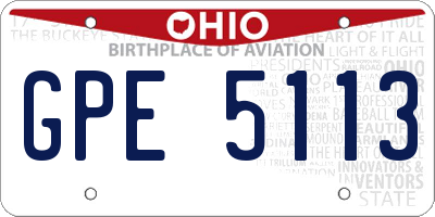 OH license plate GPE5113
