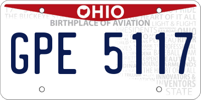 OH license plate GPE5117