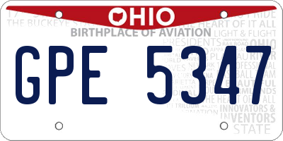 OH license plate GPE5347