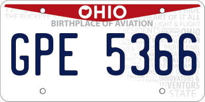 OH license plate GPE5366