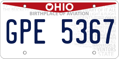 OH license plate GPE5367