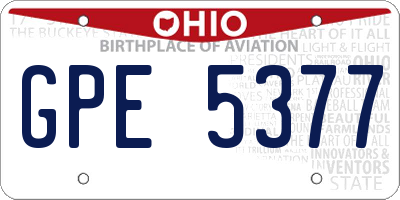OH license plate GPE5377
