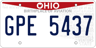 OH license plate GPE5437