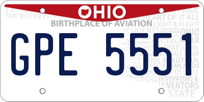 OH license plate GPE5551