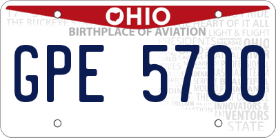 OH license plate GPE5700