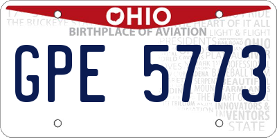 OH license plate GPE5773
