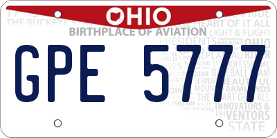 OH license plate GPE5777