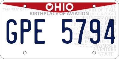 OH license plate GPE5794