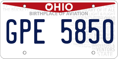 OH license plate GPE5850
