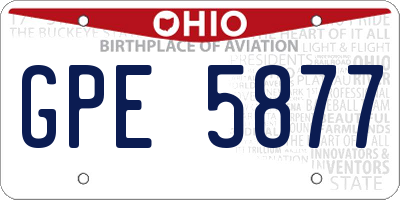 OH license plate GPE5877