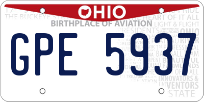 OH license plate GPE5937