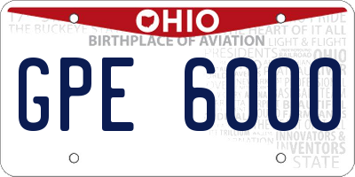 OH license plate GPE6000