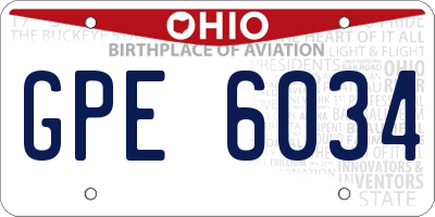 OH license plate GPE6034