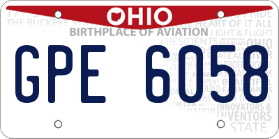 OH license plate GPE6058