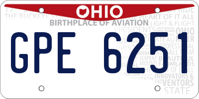 OH license plate GPE6251