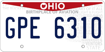OH license plate GPE6310