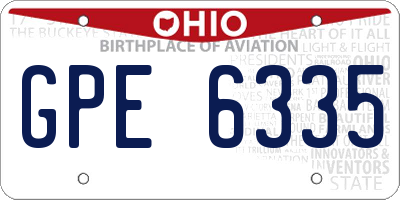 OH license plate GPE6335