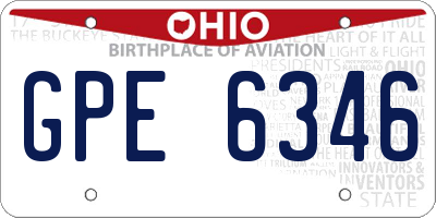 OH license plate GPE6346