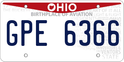 OH license plate GPE6366