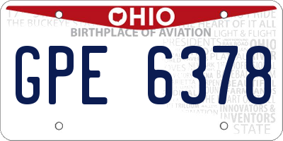 OH license plate GPE6378