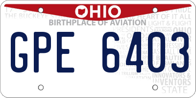 OH license plate GPE6403