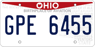 OH license plate GPE6455