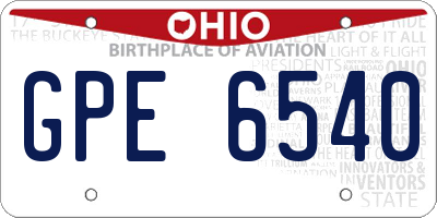OH license plate GPE6540