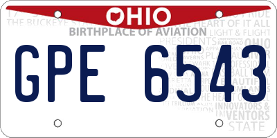 OH license plate GPE6543