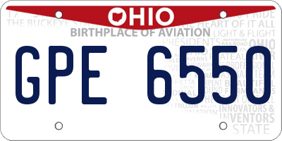 OH license plate GPE6550