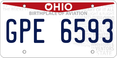 OH license plate GPE6593