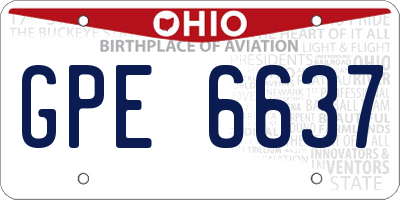 OH license plate GPE6637