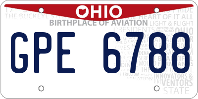 OH license plate GPE6788