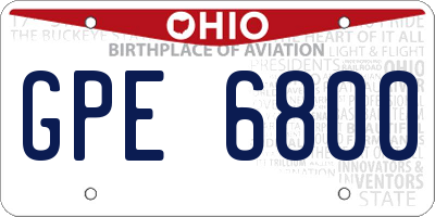 OH license plate GPE6800