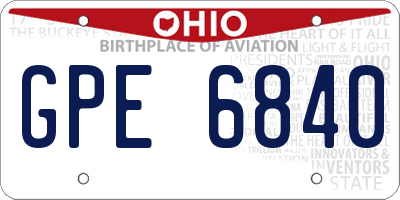 OH license plate GPE6840