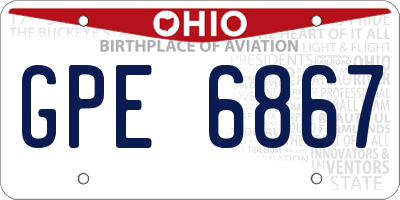 OH license plate GPE6867