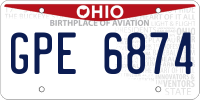 OH license plate GPE6874