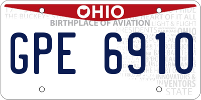 OH license plate GPE6910