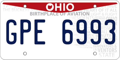 OH license plate GPE6993