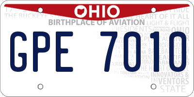 OH license plate GPE7010