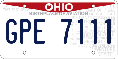 OH license plate GPE7111