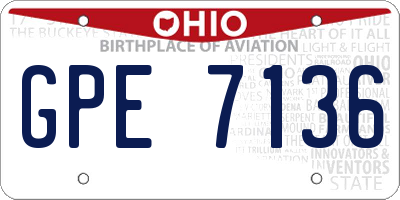 OH license plate GPE7136