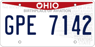 OH license plate GPE7142
