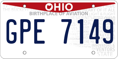 OH license plate GPE7149