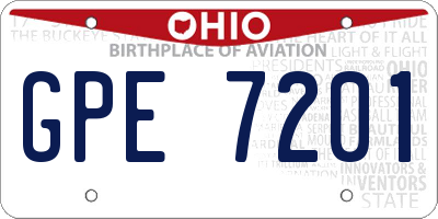 OH license plate GPE7201