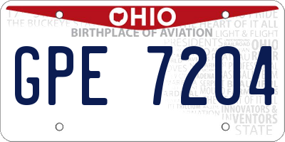 OH license plate GPE7204