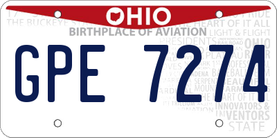 OH license plate GPE7274