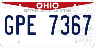 OH license plate GPE7367